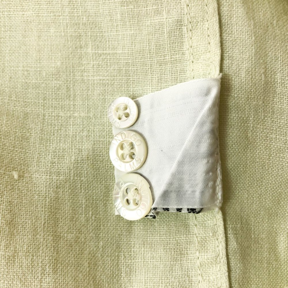 Indigo Palms Cream Woven Linen Long Sleeve Shirt M - Picture 8 of 8